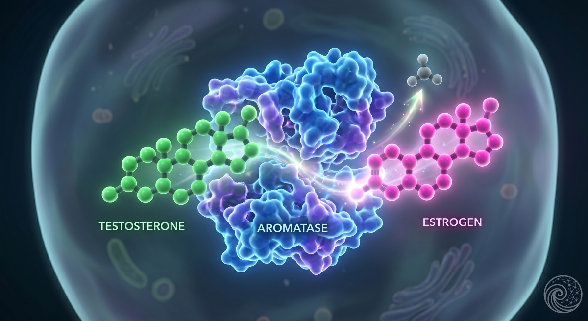 3D molekulárny diagram enzýmu aromatázy